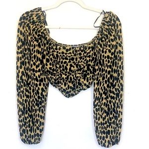 Topshop Leopard Ruched Top